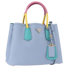 PRADA Handtasche Saffiano 2-Wege Hellblau Goldton Auth 195344M Andere Hellblau