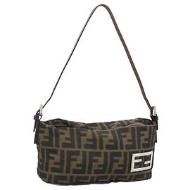 FENDI Zucca Canvas Handtasche Braun Schwarz Auth 194247 Braun Schwarz