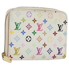 LOUIS VUITTON Multicolor Zippy Coin Purse White M93741 LV Auth bs36731A Blanco