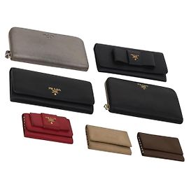 Portefeuille PRADA en cuir 7 Set Rouge Noir beige Auth fm5422 Noir Rouge Beige