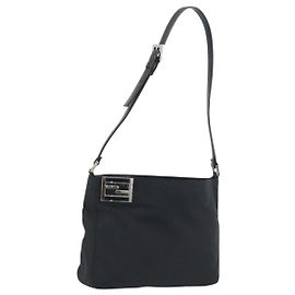Borsa a tracolla FENDI Nylon Black Silver Auth 195365A Nero Argento