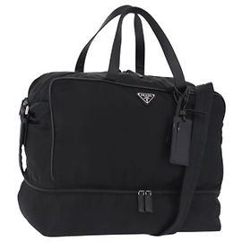 Borsa Boston PRADA Nylon 2way Nero Argento Auth 194039 Nero Argento