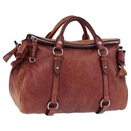 Bolsa Miu Miu em couro vermelho prata Auth 196298 Prata Vermelho