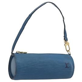 LOUIS VUITTON Epi Soufflot Pouch Blue LV Auth 196216 Bleu