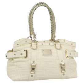 Sac Boston Gianni Versace en cuir blanc et or authentique bs36717 Blanc Doré