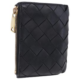BOTTEGA VENETA INTRECCIATO Bifold Wallet Leather Black Auth 194460A Black