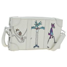 LOUIS VUITTON Taurillon Clemence Soft Trunk LV Friends M80146 Auth 194713SAM Branco