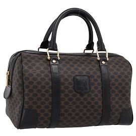 Céline Sac Boston CELINE Macadam Canvas PVC Cuir Noir Or Auth 195373V Noir Doré