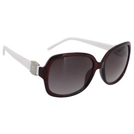 CHANEL Sunglasses Plastic White Silver CC Auth BA15024 Silvery White