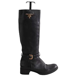 Bottes Prada en cuir noir Noir