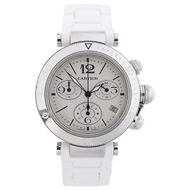 Reloj de pulsera Cartier Pasha Seatimer Quartz, ref. W3140005 con esfera plateada Blanco