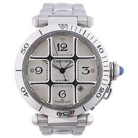 Reloj de pulsera automático Cartier Pasha Grid, ref. W31040H3 con esfera plateada Plata