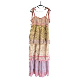 Zimmermann Maxikleid mit Rüschen Pink Mehrfarben Beige Gelb