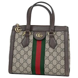 Mala Tote Pequena Gucci Ophidia Marrom Bege