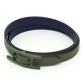 Hermès Bracelet en cuir Hermes Be Api Double Tour Bleu Marine