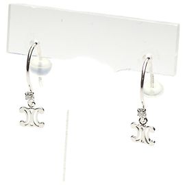 Céline Celine Macadam Diamond White Gold Drop Earrings Golden