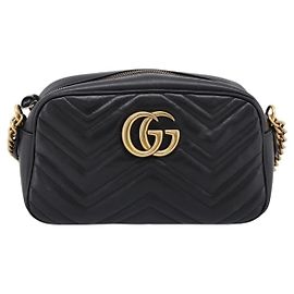 Gucci GG Marmont Monochrome Matelasse Leather Small Noir