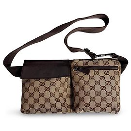 Gucci Shelly Gürteltasche Schwarz GG Canvas Silber Schwarz Silber