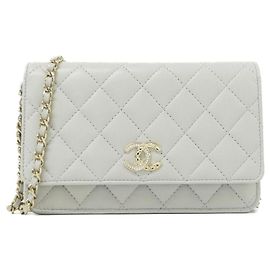 Chanel AP4337 Gray Lambskin Wallet Brown