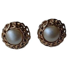 Orecchini a clip Chanel vintage Bianco D'oro