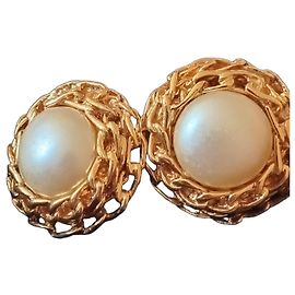 Orecchini a clip Chanel vintage Bianco D'oro