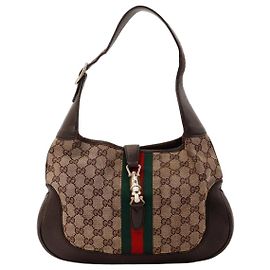 Bolsa Hobo Gucci Jackie GG Canvas Medium Marrom Monograma