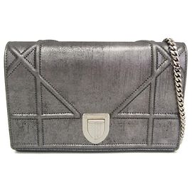 Clutch de corrente Christian Dior Diorama em couro Prata