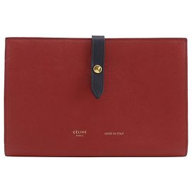 Céline Celine Carteira longa multifunção com alça larga Vermelho
