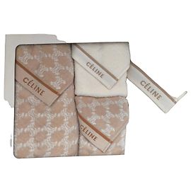Céline Juego de toallas Celine Triomphe Blanco Beige