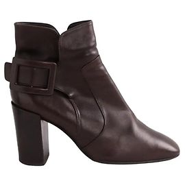 Roger Vivier Brown Leather Buckle Boots Brown