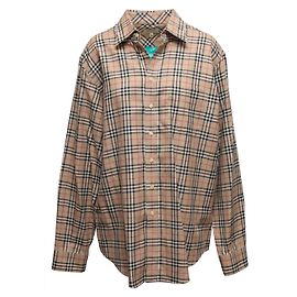 Beige & Multicolor Burberry Nova Check Button-Up Shirt Size US XL Beige