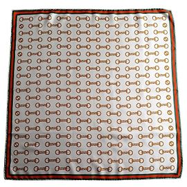 Lenço de seda Gucci com motivo de ferradura Branco Dourado Outro