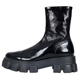 Prada Black Glossy Leather Ankle Boots - EU 39 Pre-owned Other