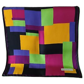 Bufanda de seda Yves Saint Laurent Negro Rosa Multicolor Verde Púrpura Amarillo