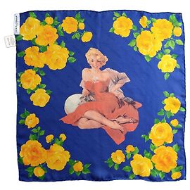 Dolce & Gabbana Foulards Lenço de seda com Marilyn Monroe e rosas amarelas Rosa Azul Amarelo