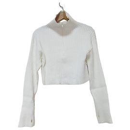 Autre Marque Pullover de malha canelada curta Snidel Branco