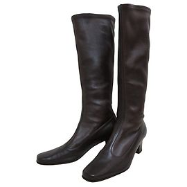 Botas longas de couro Salvatore Ferragamo Marrom