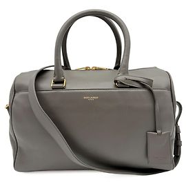 Bolsa Boston Saint Laurent em couro e camurça cinza Marrom