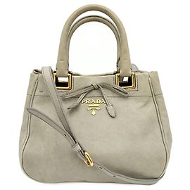 Bolsa de Ombro em Couro Prada BN2245 em Grayish Cinza