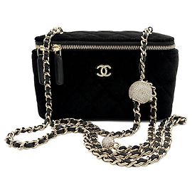 Borsa a tracolla Vanity in pelle nera matelassé Chanel Nero