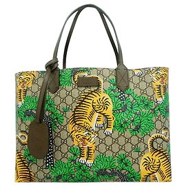 Borsa Tote Gucci GG Supreme Marrone Verde Giallo