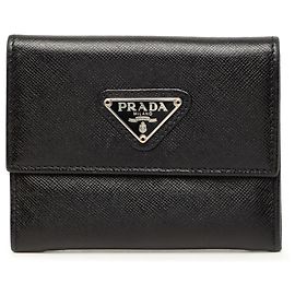 Prada Black Saffiano Card Holder Black