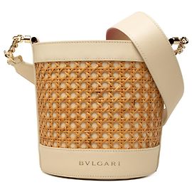 Bulgari Borsa a secchiello Bvlgari Serpenti Forever in vimini beige e vitello Beige