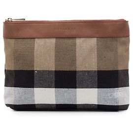 Burberry Brown Mega Check Canvas Clutch Brown
