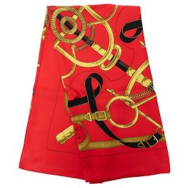 Hermès Red Eperon d Or Seidentuch 90 Rot