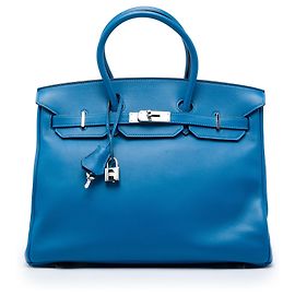 Hermès Blue Swift Birkin Retourne 35 Blau