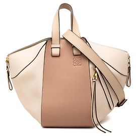 LOEWE Beige Small Bicolor Leather Hammock Satchel Beige
