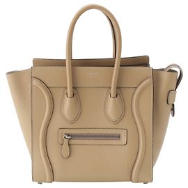 Céline Celine Beige Micro Drummed Calfskin Luggage Tote Beige