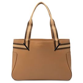 Bolsa Gucci em couro de bezerro marrom com faixa Web Marrom Camelo