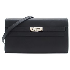 Portafoglio Hermès Kelly To Go in pelle Epsom nera Nero